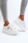 Biele dámske kožené tenisky na platforme Pernalia