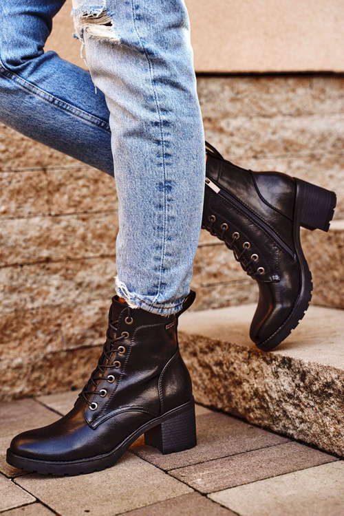 Dámské Kotníkové Boty Na Podpatku Černé Fiber