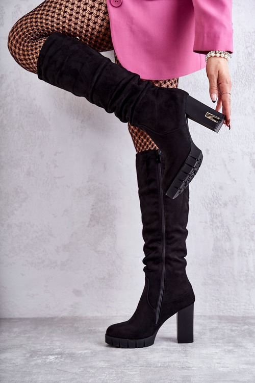 Klasické semišové boty na zip černé Laylah