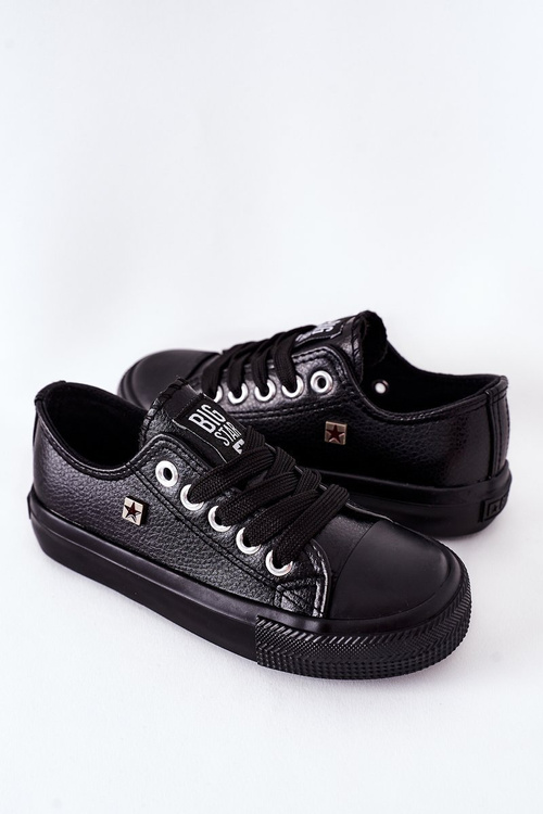 Veľká hviezda FF374304 Čierne kožené tenisky
