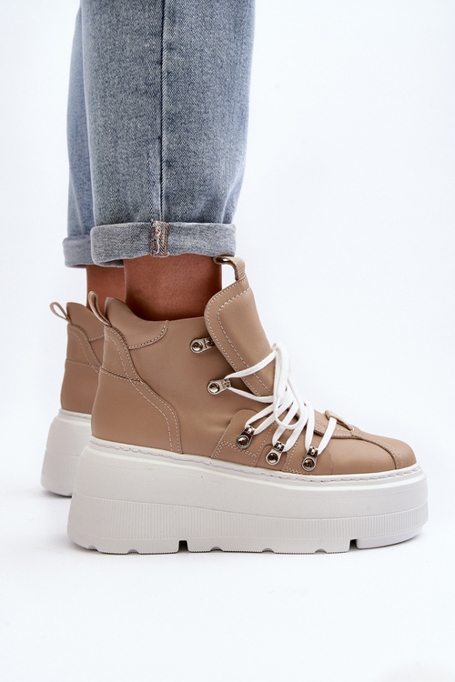 Zazoo 3416 Kožené Dámske Športové Topánky Bežové