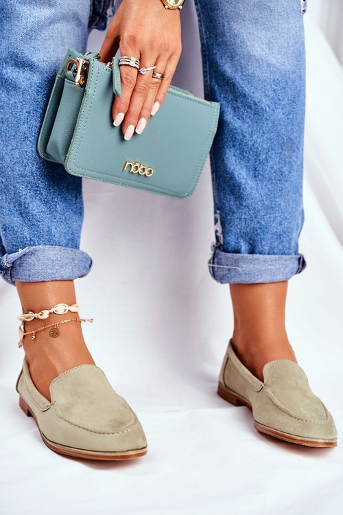 Dámska posuvná nízka obuv semišová zelená twinky