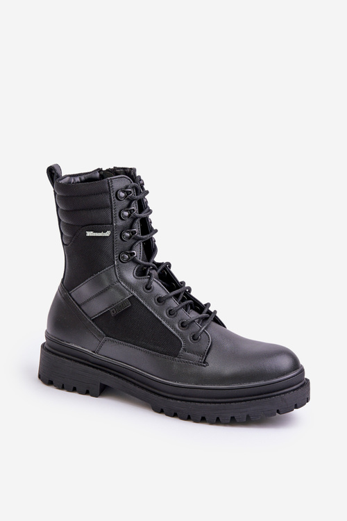 Kožené Traperky Kotníkové Boty Pánské Zateplené Big Star OO174164 Černé