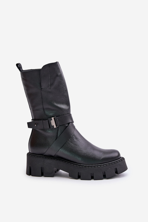 Zateplené dámské boty z přírodní kůže Černé Laura Messi 2859