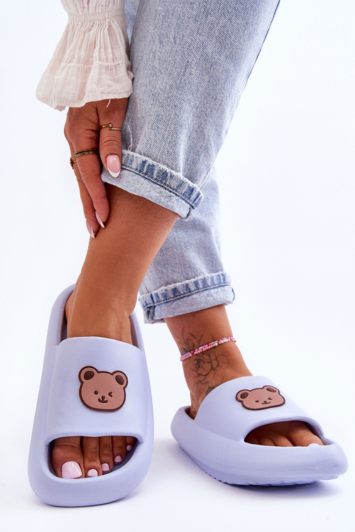 Ľahké dámske penové žabky s medveďmi modrá lia