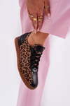 Dámské Kožené Sportovní Boty S Leopardím Vzorem Laura 2935 Hnědé