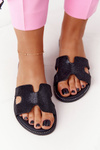 Black Modena Leather Flip Flops