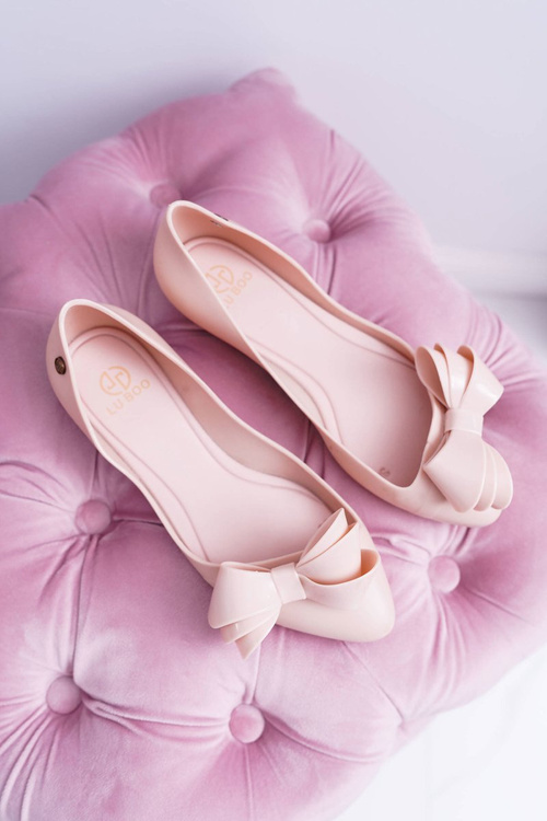 Lu Boo Pink Meliski Rubber Ballerinas Big Bow