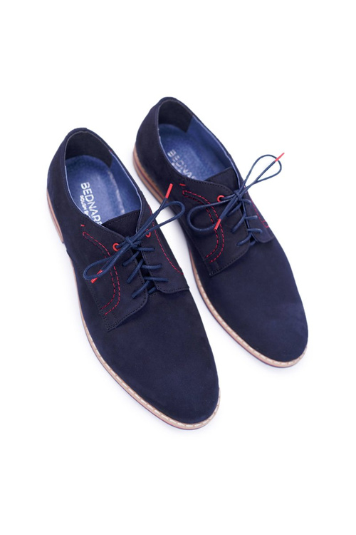 Pánske topánky Bednarek Elegantné kožené nubuck Navy Blue Pietro