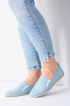 Blue Pastel Women's Leather Ballerinas Fresca