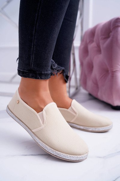 Materiálne dámske tenisky espadrilles beige terri