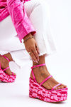 Módne klinové sandále so vzormi Fuksja Claria