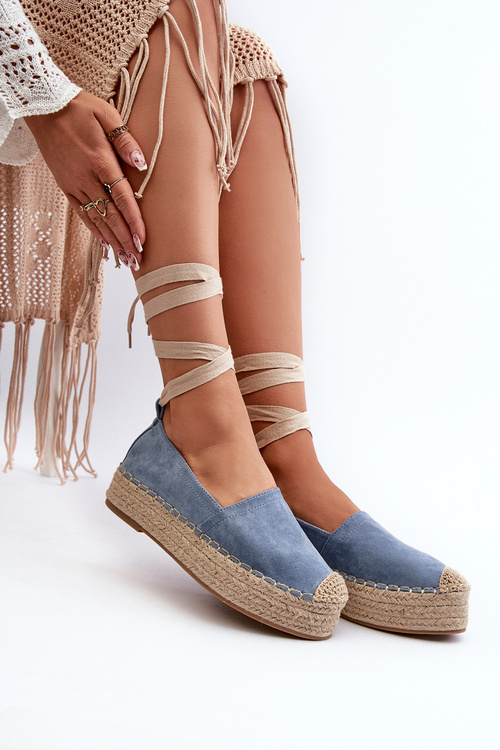 Dámske modré Tailesse šnurovacie espadrilky na platforme