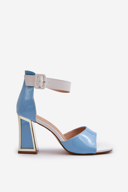 Lakované sandále na opätku modré Adrianu