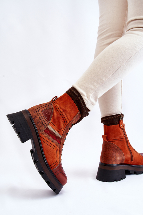 Maciejka ploché kožené topánky 05624-08 Orange-Brown