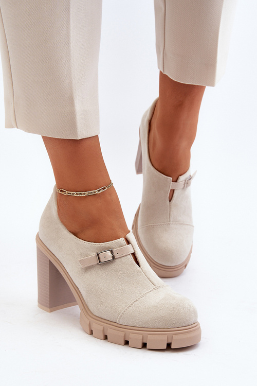 Dámske topánky na vysokom opätku svetlo béžové Tauina