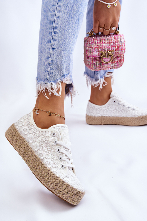 Dámské tenisky na platformě Big Star Braided LL274199 Bíle