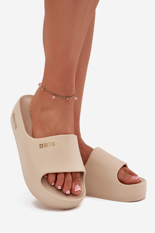 Dámske Penové Papuče Na Masívnej Platforme Big Star SS274722 Béžové