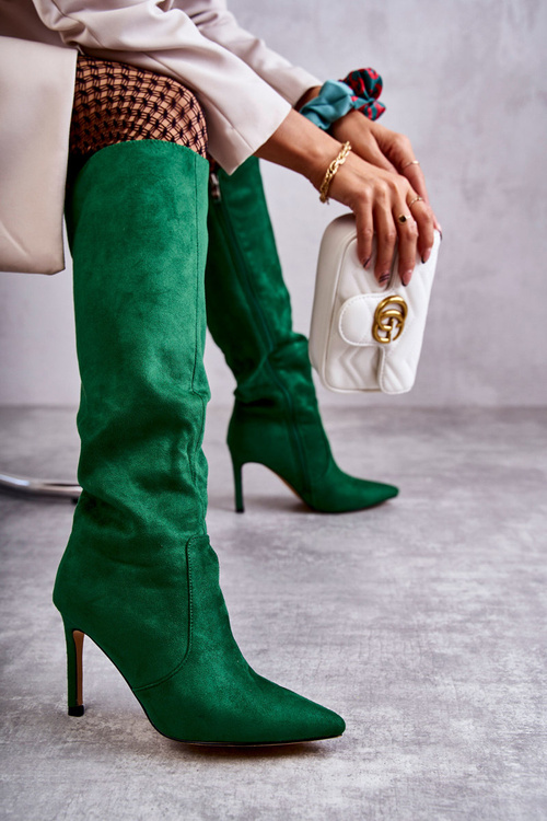 Semišové topánky na zelených kolíkoch Carite