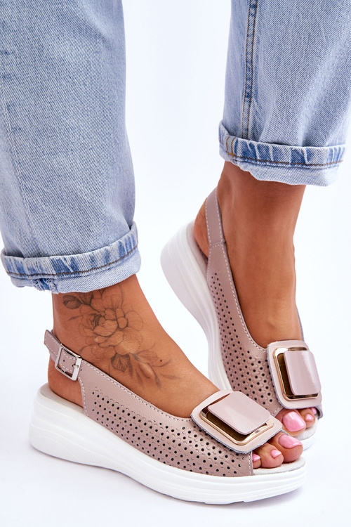 Kožené sandále s sandálmi s.barski bn291 ružová