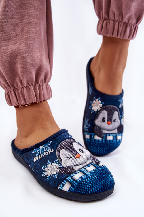 Domáce žabky žabky, tučniaky Papcie INBLU EC-81-004 NAVY BLUE