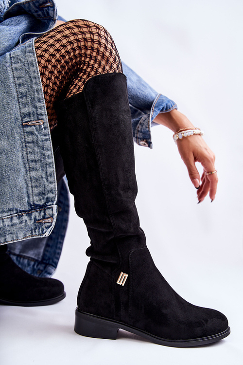 Semišové ploché boty černé Giulia