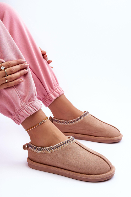 Ženské semišové papky s kožušinovým béžovým farsonom