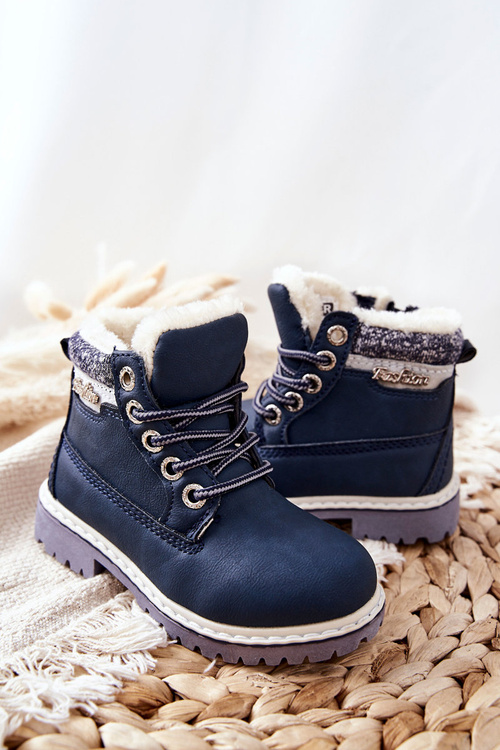 Dětské Zateplené Boty S Kožešinou Tmavě Modrá Estee