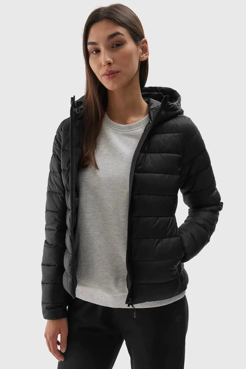 Dámská Péřová Bunda S Kapucí 4F Černá 4FWAW24TDJAF468-20S