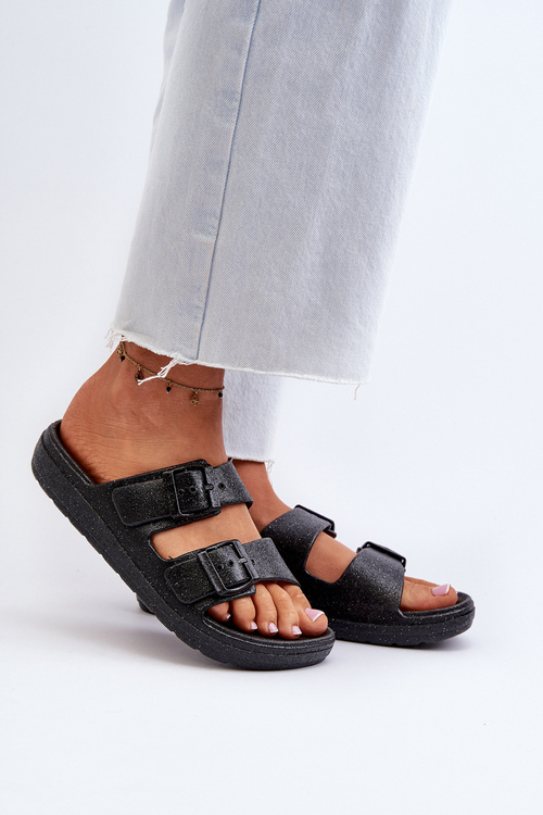 Dámské žabky s flitry Černé Brianella