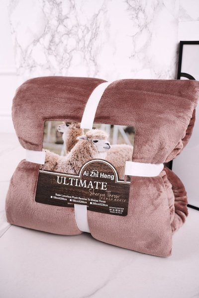 Velká Oboustranná Plyšová A Ovčí Deka Sherpa Throw Růžová