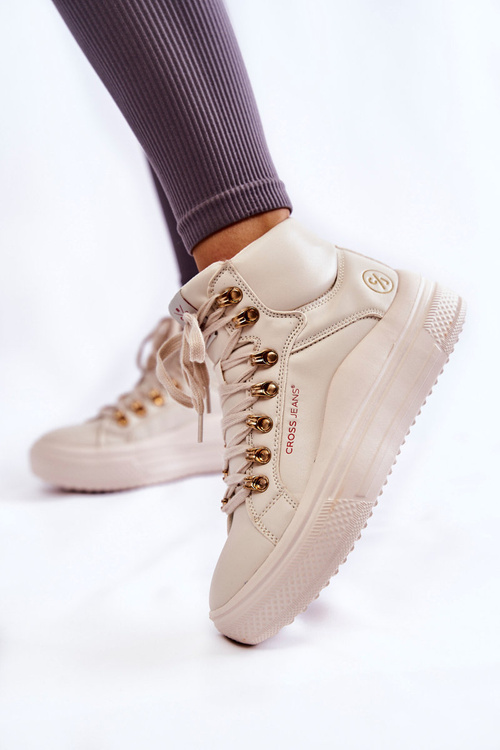 Dámské vysoké tenisky Cross Jeans KK2R4027C Béžove