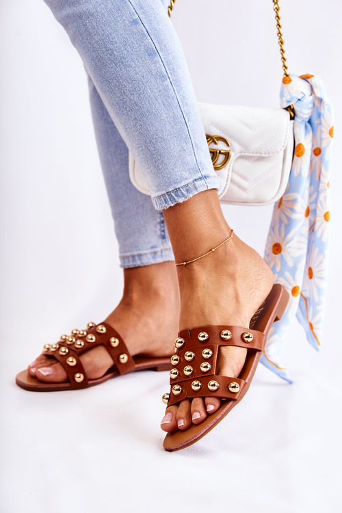 Dámské klasické pantofle s ozdobami Hněde Scotlyn