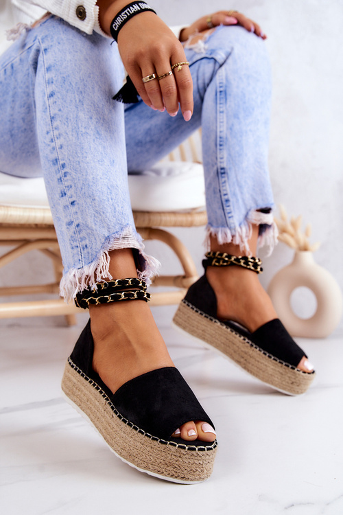 Espadrilky Sandály Na Platformě Černé Jeannie