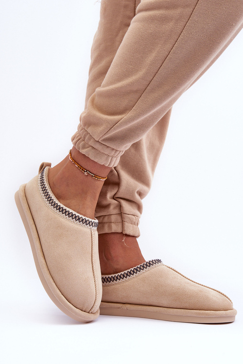 Dámské semišové papuče s kožešinou světle béžová Polinna