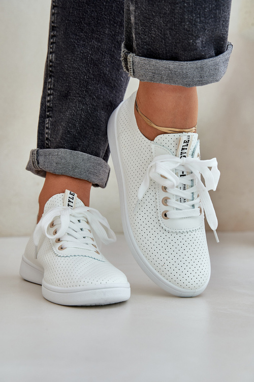 Dámské Ažurové Šněrovací Tenisky Světle Béžové Carinel