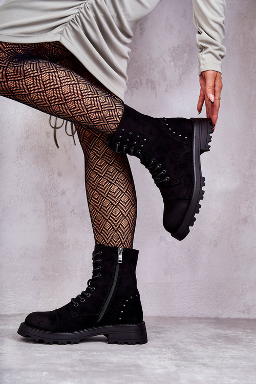 Semišove boty S Cvoky Černe Palmira