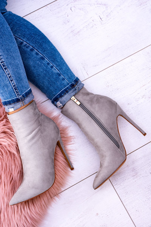 Lu Boo Gray Suede topánky na vysokých podpätkoch Veneci