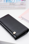 Large Women's Black Trendy Wallet Gold Zipper