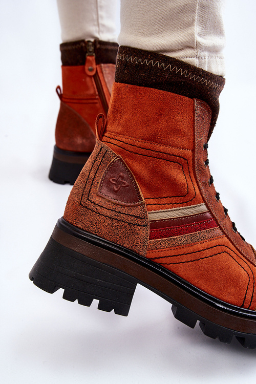 Maciejka ploché kožené topánky 05624-08 Orange-Brown