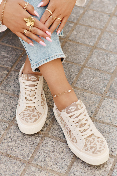 Nízké dámské tenisky s leopardím potiskem Lee Cooper LCW-25-02-3330L béžové