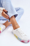 Dámske tenisky s farebnou veľkou hviezdou LL274237 Biela platforma