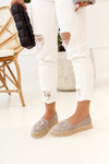 Dámske espadrilly na platforme Straw Grey Febi
