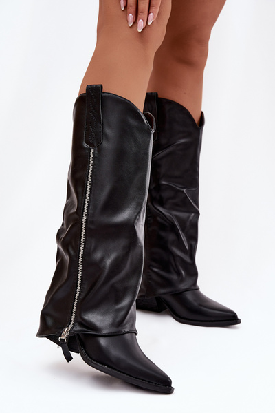 Kozaky Kowbojky Na Slučku Z Eko Kože Čierne Palira