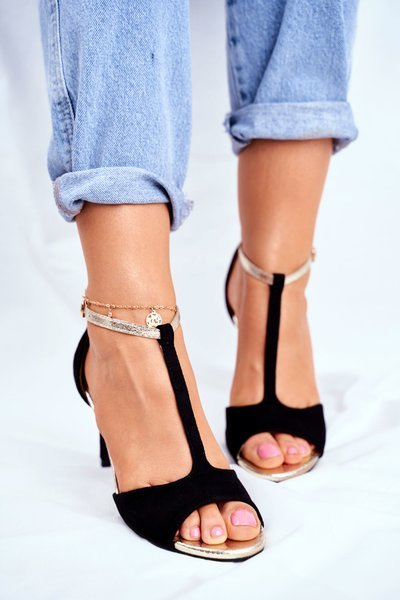 Sandále na Szpilku S. Barski 280-58 Čierna a zlatá