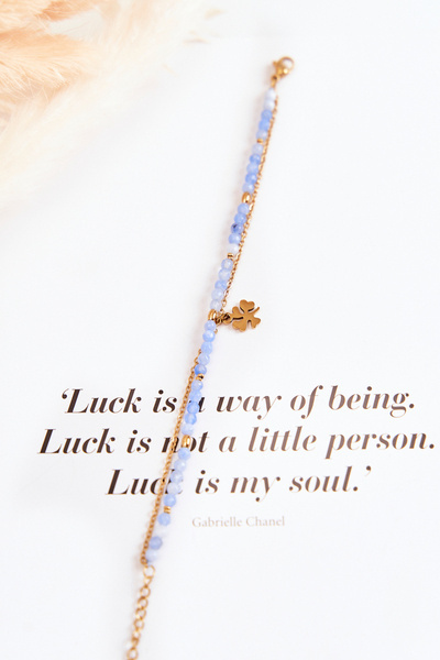 Dámský náramek s korálky modro-zlatými