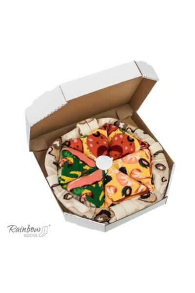 Dúhové ponožky pizza 4 páry pepperoni
