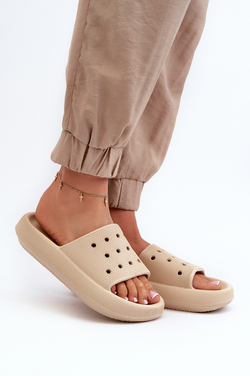 Dámske Piankové Papuče Na Hrubej Podošve Beige Beula