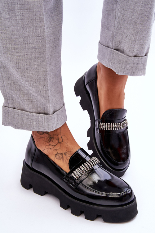 Módní mokasíny na platformě s ozdobou Laura Messi 2600 Černá