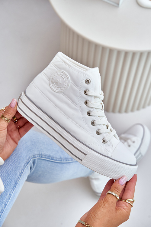 Zateplené dámske tenisky na platforme OO274A473 biele